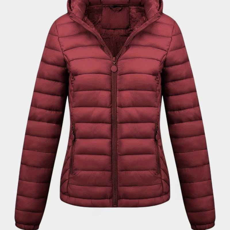 Gleame.-Jassen-Gleame Damesjas - Casual gewatteerde jas met capuchon en lange mouwen