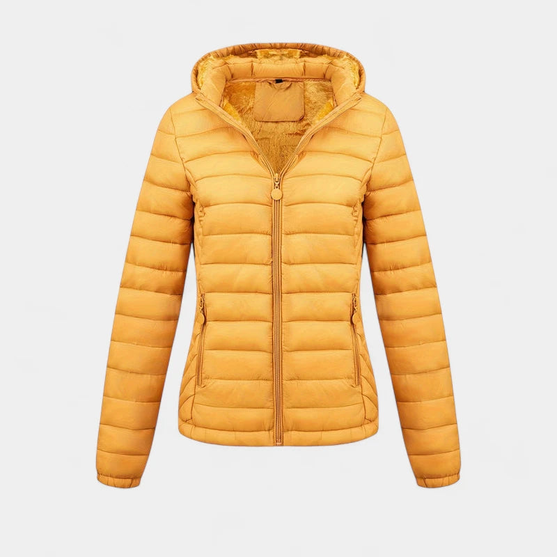 Gleame.-Jassen-Gleame Damesjas - Casual gewatteerde jas met capuchon en lange mouwen