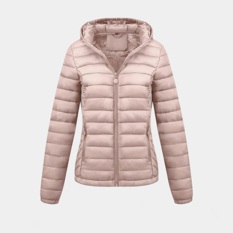 Gleame.-Jassen-Gleame Damesjas - Casual gewatteerde jas met capuchon en lange mouwen