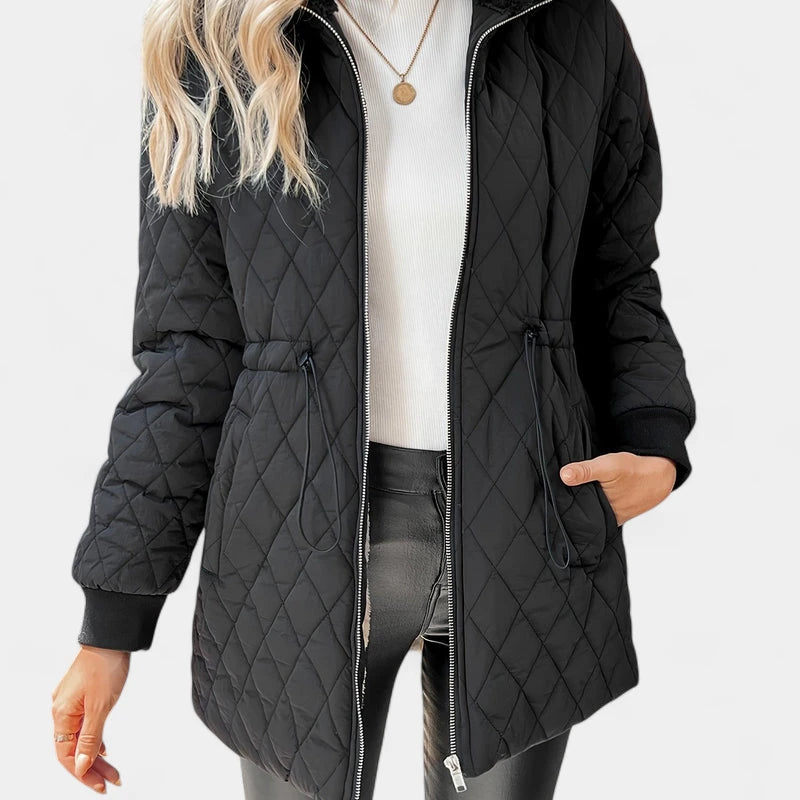 Gleame.-Jassen-Gleame Damesjas - Elegante gewatteerde jas met rits en lange mouwen