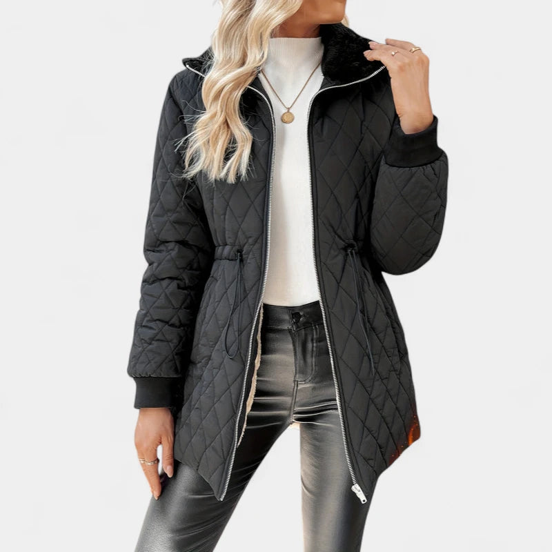 Gleame.-Jassen-Gleame Damesjas - Elegante gewatteerde jas met rits en lange mouwen