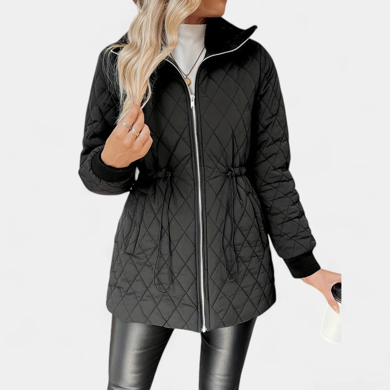 Gleame.-Jassen-Gleame Damesjas - Elegante gewatteerde jas met rits en lange mouwen