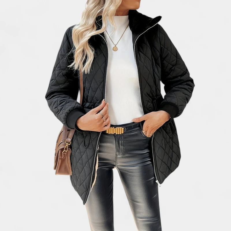 Gleame.-Jassen-Gleame Damesjas - Elegante gewatteerde jas met rits en lange mouwen