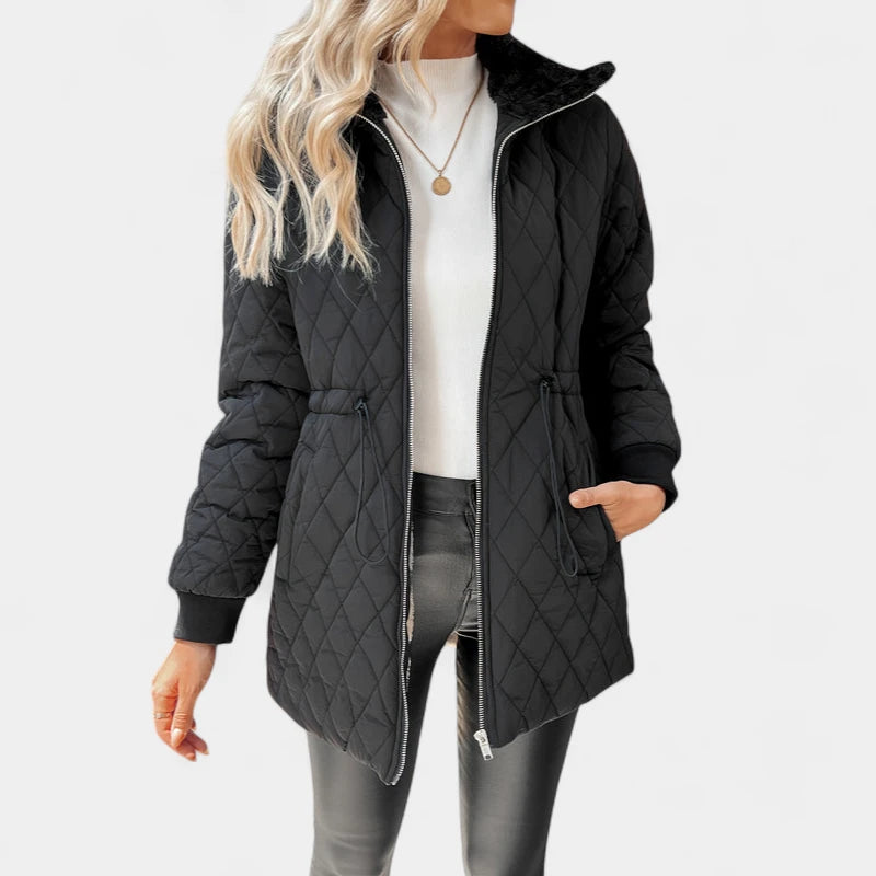 Gleame.-Jassen-Gleame Damesjas - Elegante gewatteerde jas met rits en lange mouwen