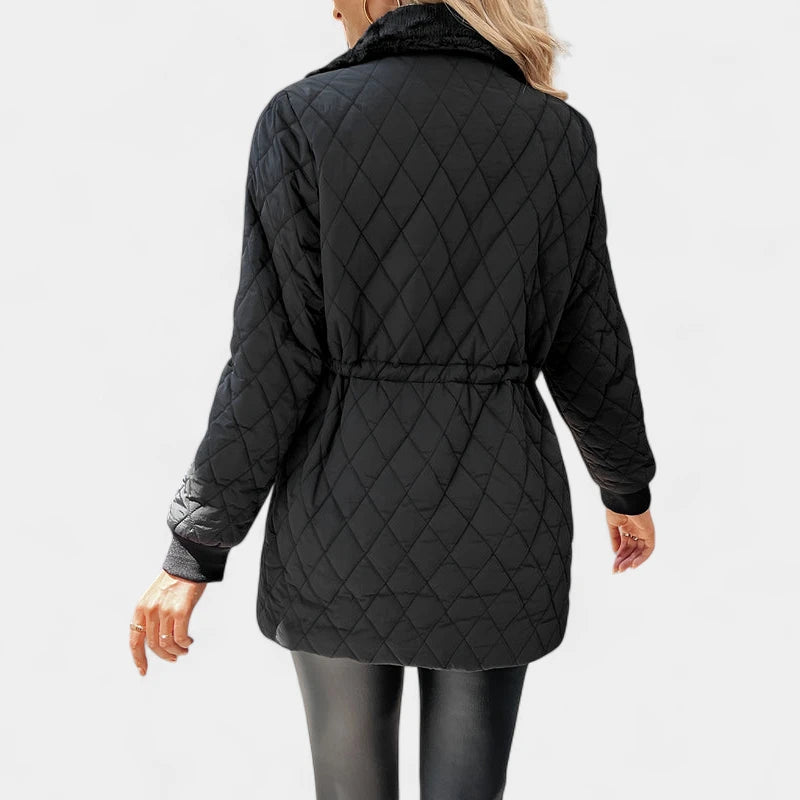 Gleame.-Jassen-Gleame Damesjas - Elegante gewatteerde jas met rits en lange mouwen