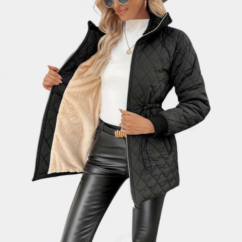 Gleame.-Jassen-Gleame Damesjas - Elegante gewatteerde jas met rits en lange mouwen