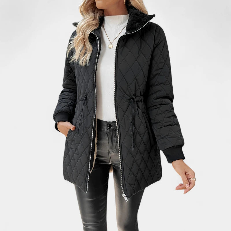 Gleame.-Jassen-Gleame Damesjas - Elegante gewatteerde jas met rits en lange mouwen