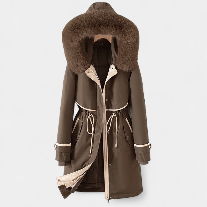 Gleame.-Jassen-Gleame Damesjas - Gewatteerde jas met capuchon en trekkoorddetail