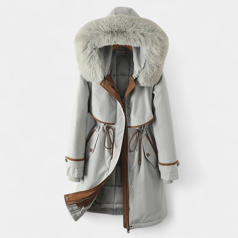 Gleame.-Jassen-Gleame Damesjas - Gewatteerde jas met capuchon en trekkoorddetail