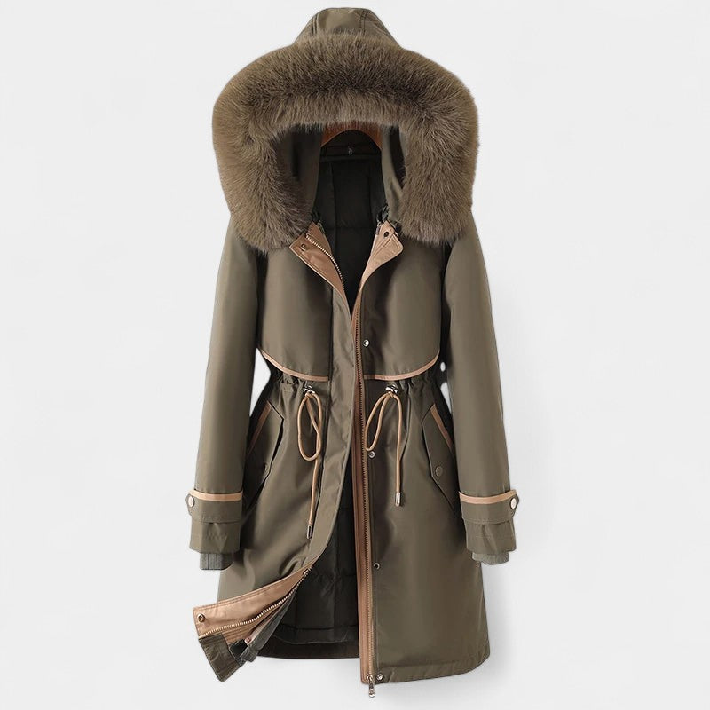 Gleame.-Jassen-Gleame Damesjas - Gewatteerde jas met capuchon en trekkoorddetail