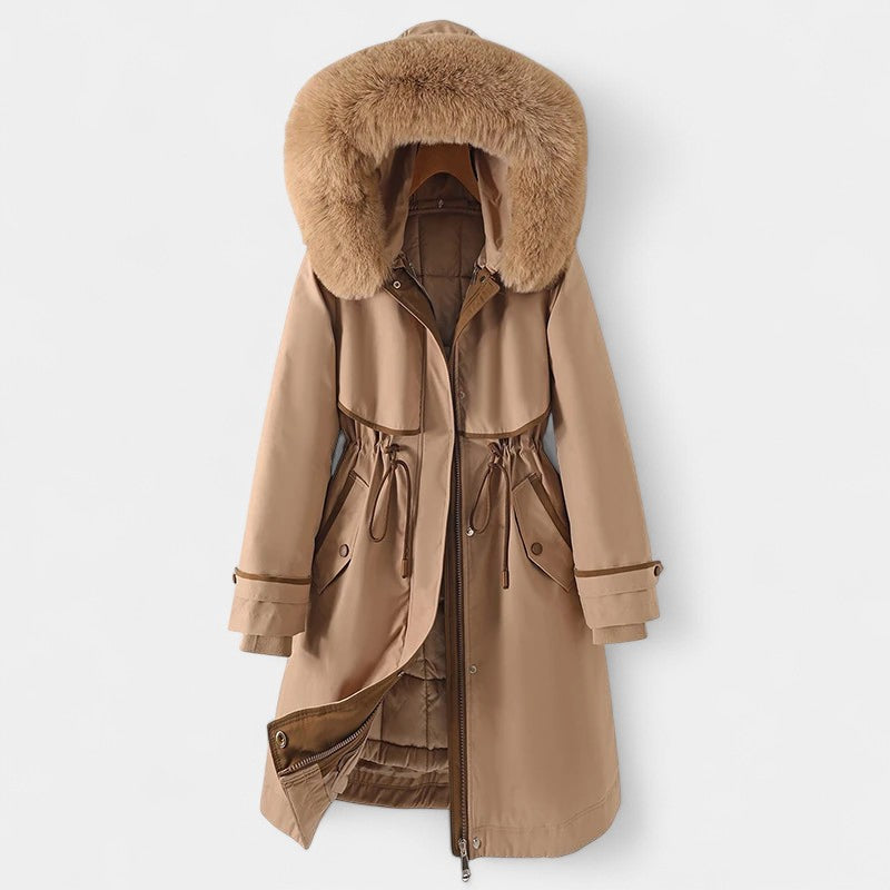 Gleame.-Jassen-Gleame Damesjas - Gewatteerde jas met capuchon en trekkoorddetail