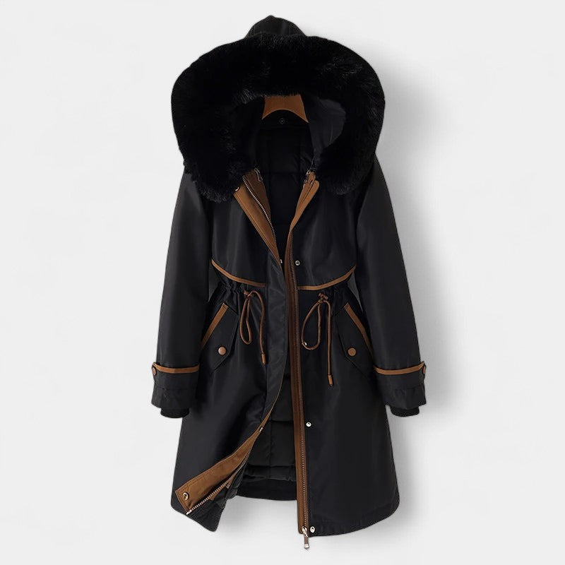 Gleame.-Jassen-Gleame Damesjas - Gewatteerde jas met capuchon en trekkoorddetail