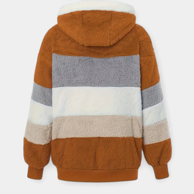 Gleame.-Jassen-Gleame Damesjas - Trendy color-block zip-up jas met capuchon