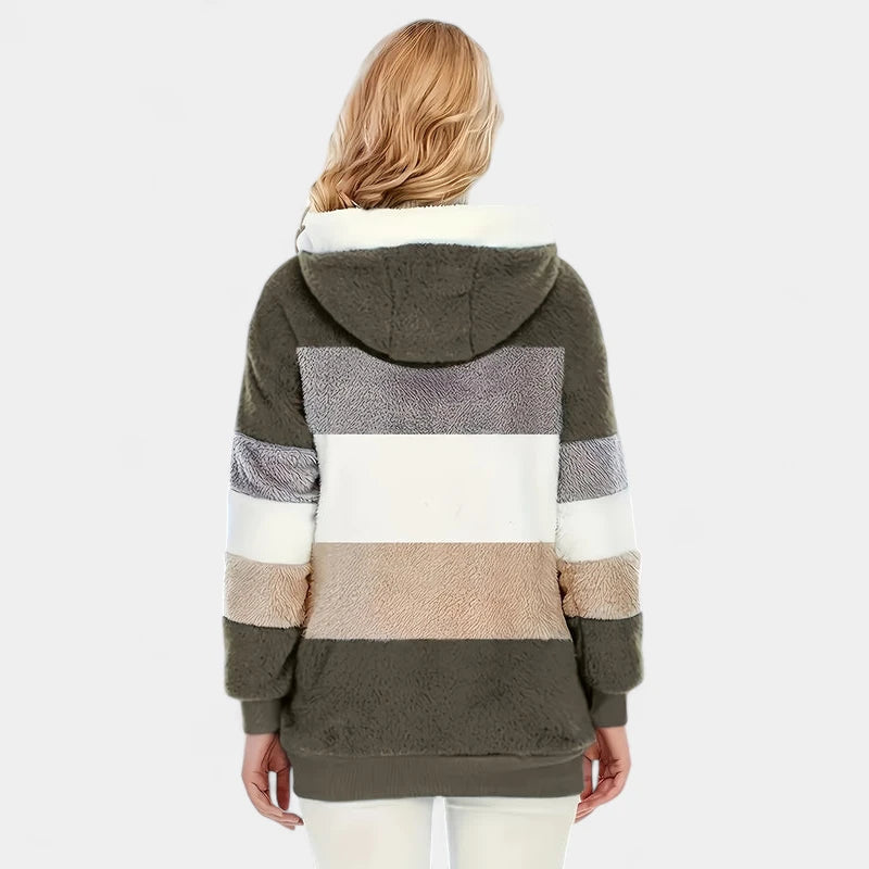 Gleame.-Jassen-Gleame Damesjas - Trendy color-block zip-up jas met capuchon