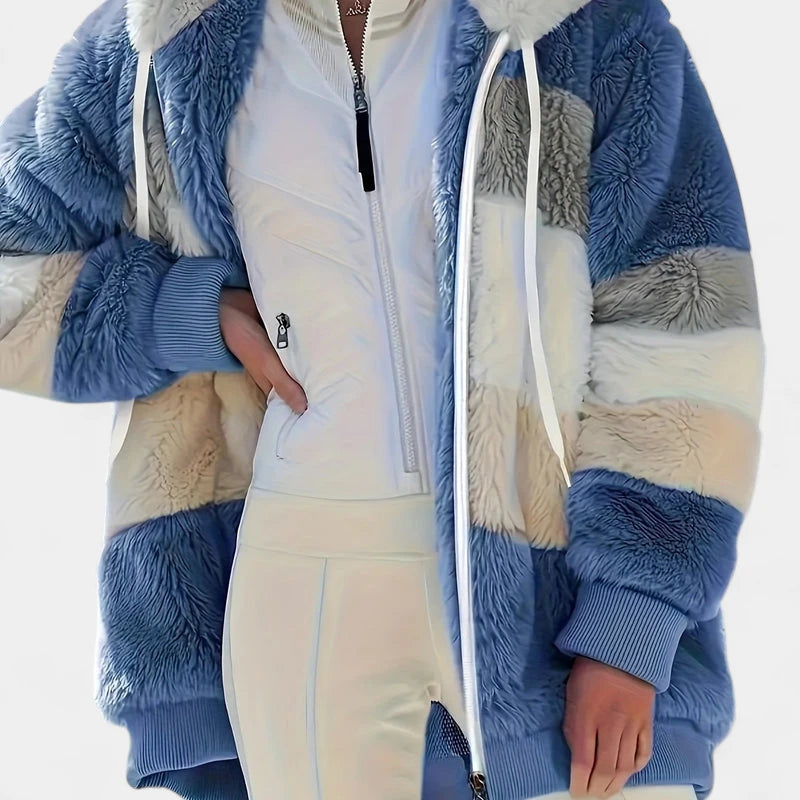 Gleame.-Jassen-Gleame Damesjas - Trendy color-block zip-up jas met capuchon