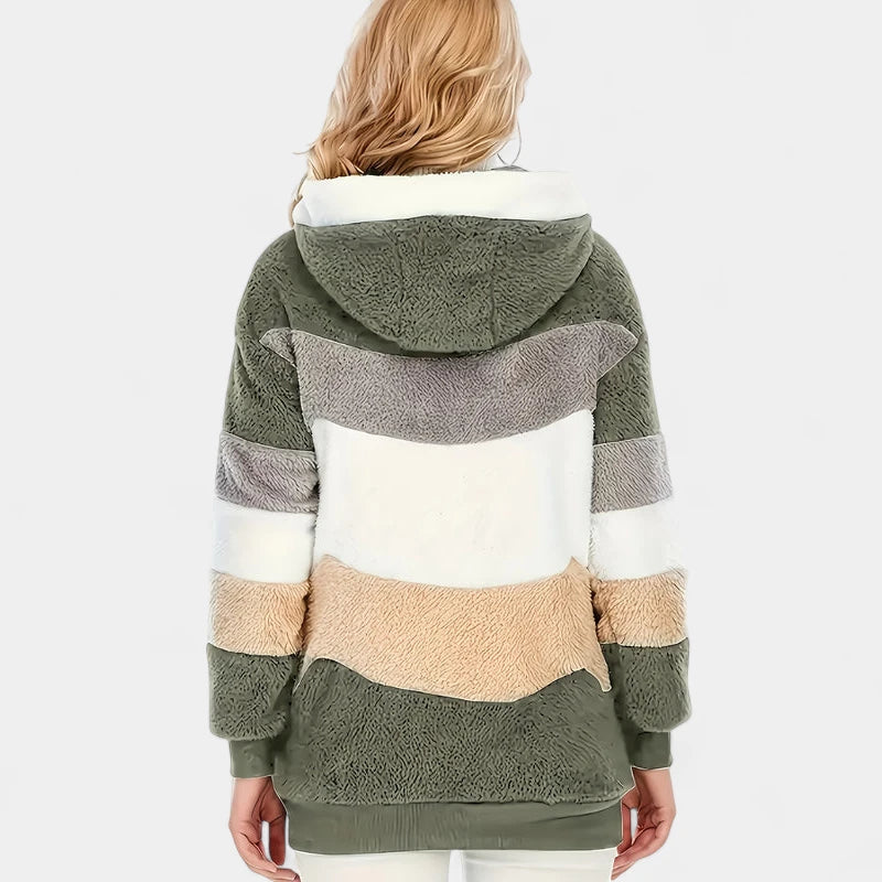 Gleame.-Jassen-Gleame Damesjas - Trendy color-block zip-up jas met capuchon