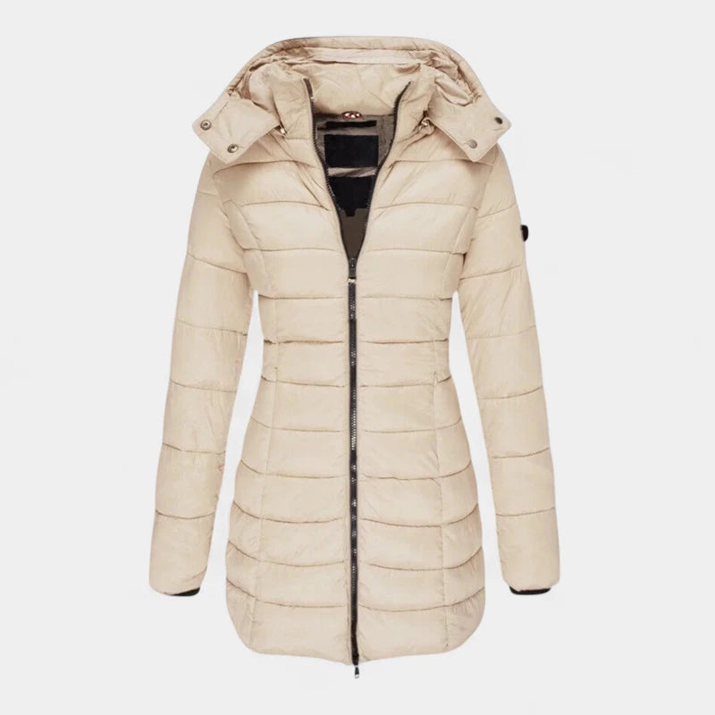 Gleame.-Jassen-Gleame Damesjas - Waterdichte halflange gewatteerde jas met capuchon