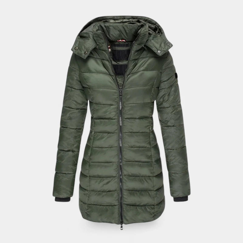 Gleame.-Jassen-Gleame Damesjas - Waterdichte halflange gewatteerde jas met capuchon