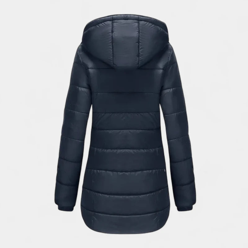 Gleame.-Jassen-Gleame Damesjas - Waterdichte halflange gewatteerde jas met capuchon
