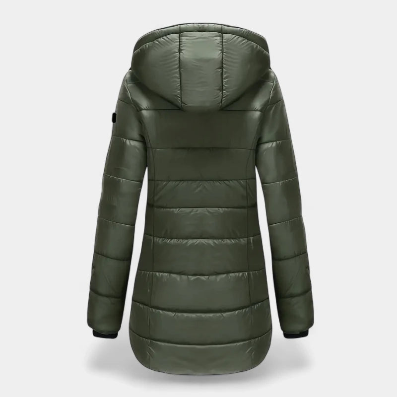 Gleame.-Jassen-Gleame Damesjas - Waterdichte halflange gewatteerde jas met capuchon