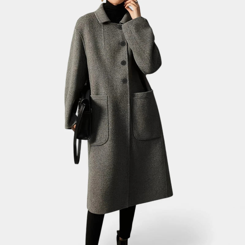 Gleame.-Jassen-Gleame Damesmantel - Elegante lange jas met knoopsluiting en lange mouwen