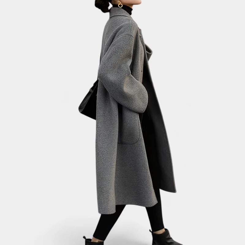 Gleame.-Jassen-Gleame Damesmantel - Elegante lange jas met knoopsluiting en lange mouwen