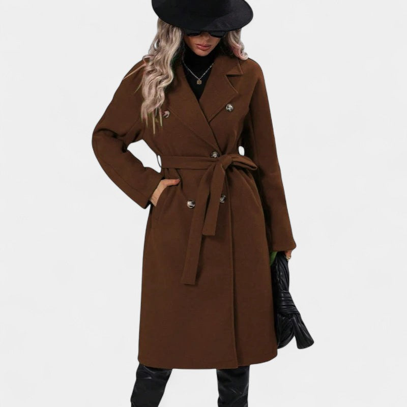 Gleame.-Jassen-Gleame Damesmantel - Lange damesmantel met dubbele knoopsluiting