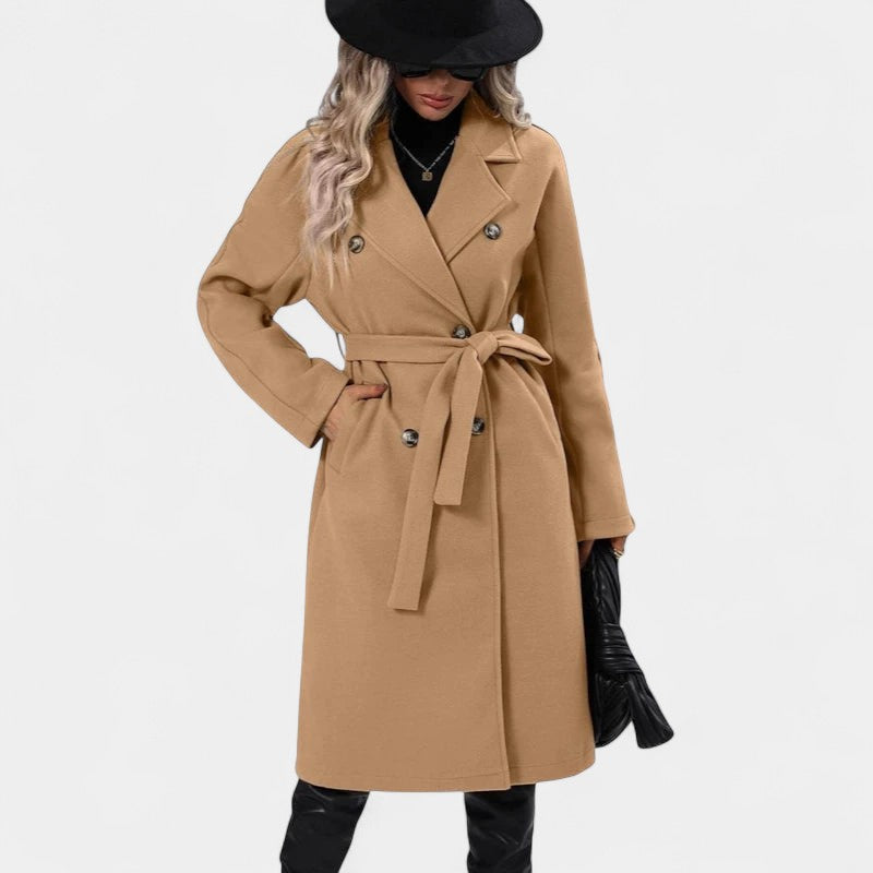 Gleame.-Jassen-Gleame Damesmantel - Lange damesmantel met dubbele knoopsluiting