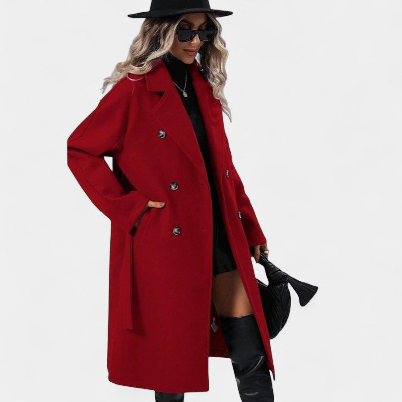 Gleame.-Jassen-Gleame Damesmantel - Lange damesmantel met dubbele knoopsluiting