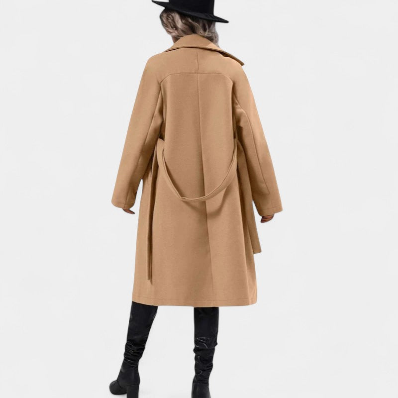 Gleame.-Jassen-Gleame Damesmantel - Lange damesmantel met dubbele knoopsluiting