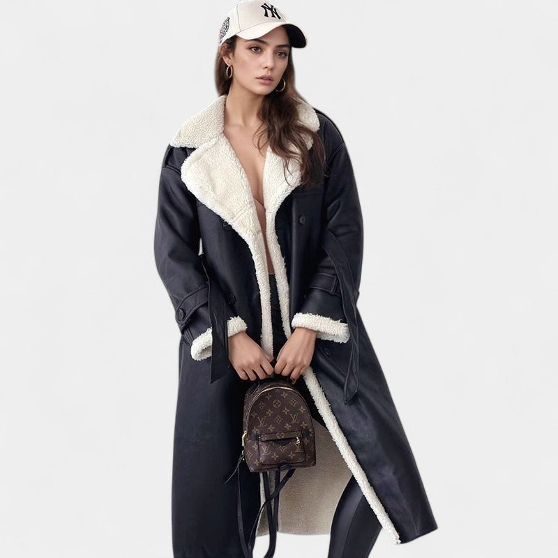 Gleame.-Jassen-Gleame Damesmantel - Lange damesmantel met knopen en zachte voering