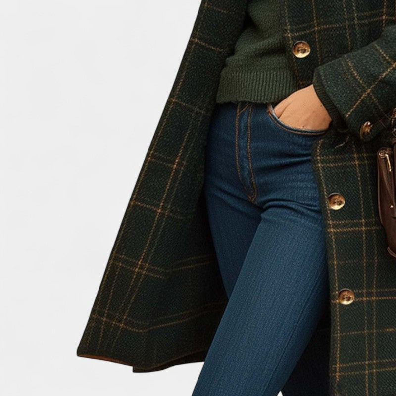 Gleame.-Jassen-Gleame Damesmantel - Lange wollen damesmantel met knoopsluiting