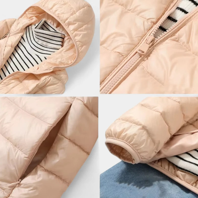 Gleame.-Jassen-Gleame Gewatteerde jas – Lichtgewicht korte damesjas met capuchon en ritssluiting