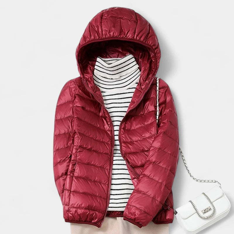 Gleame.-Jassen-Gleame Gewatteerde jas – Lichtgewicht korte damesjas met capuchon en ritssluiting