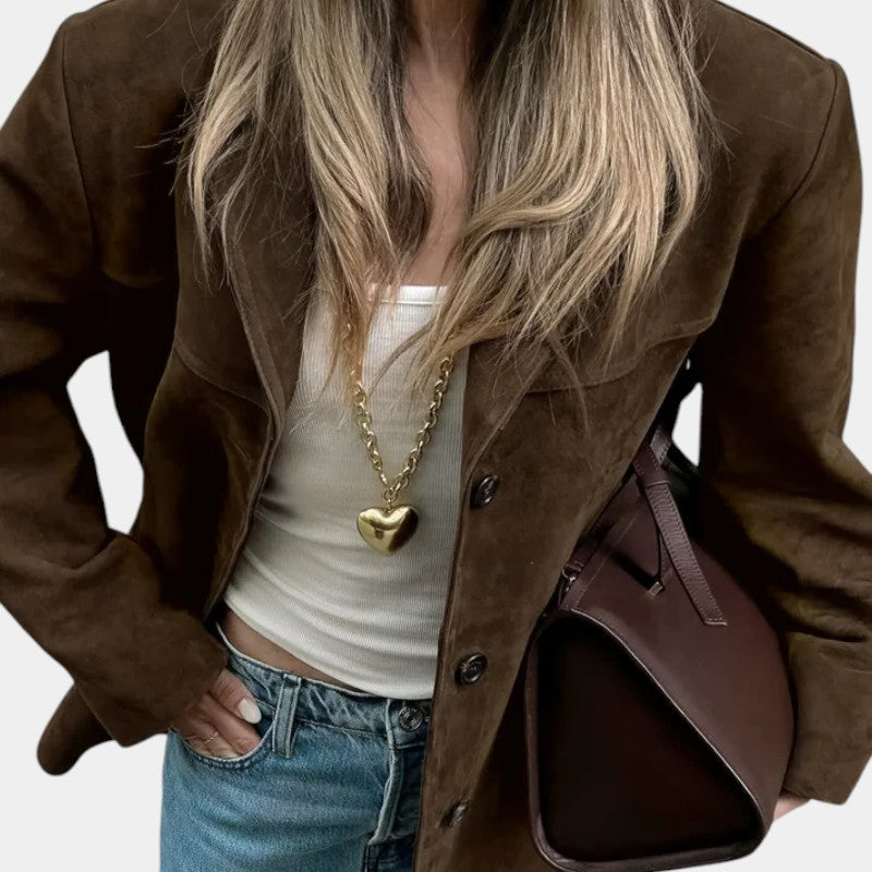 Gleame Jassen Gleame Jas Geborsteld suede jack voor