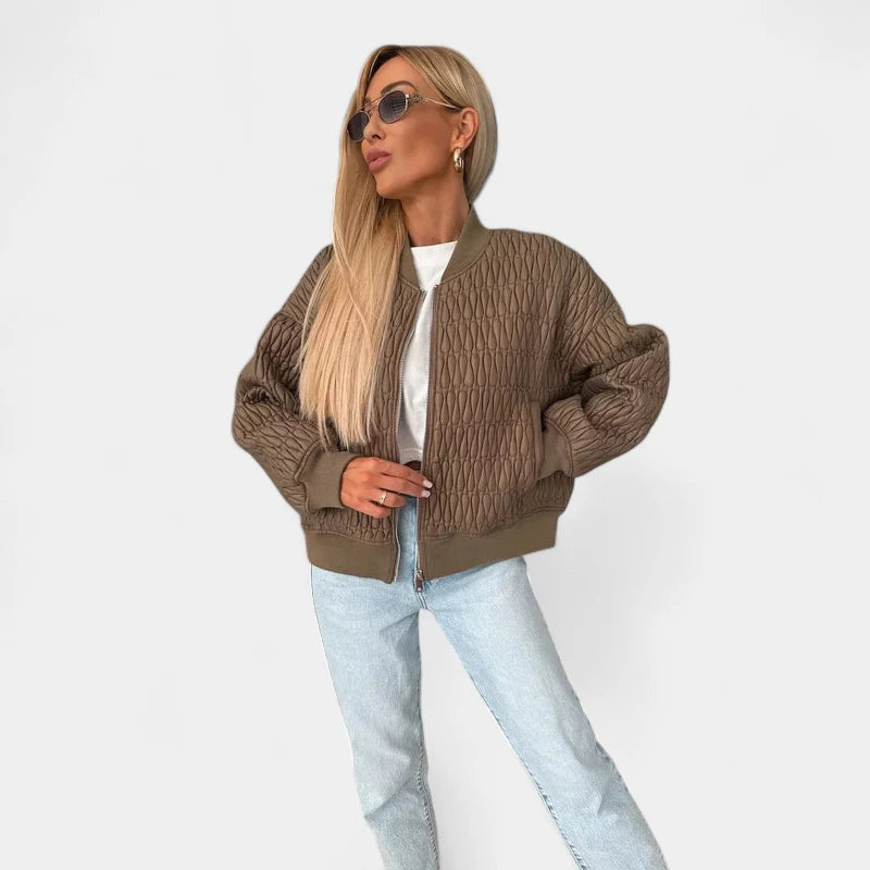 Gleame.-Jassen-Gleame Jas - Gewatteerde damesjas met ritssluiting in trendy bomberstijl