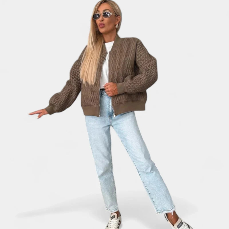 Gleame.-Jassen-Gleame Jas - Gewatteerde damesjas met ritssluiting in trendy bomberstijl