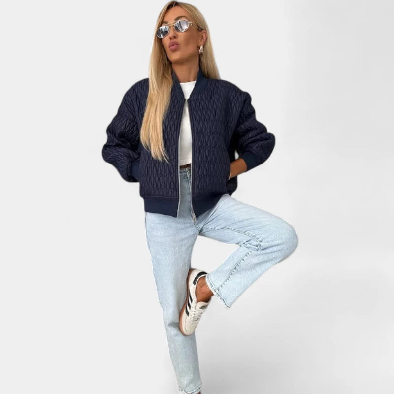 Gleame.-Jassen-Gleame Jas - Gewatteerde damesjas met ritssluiting in trendy bomberstijl