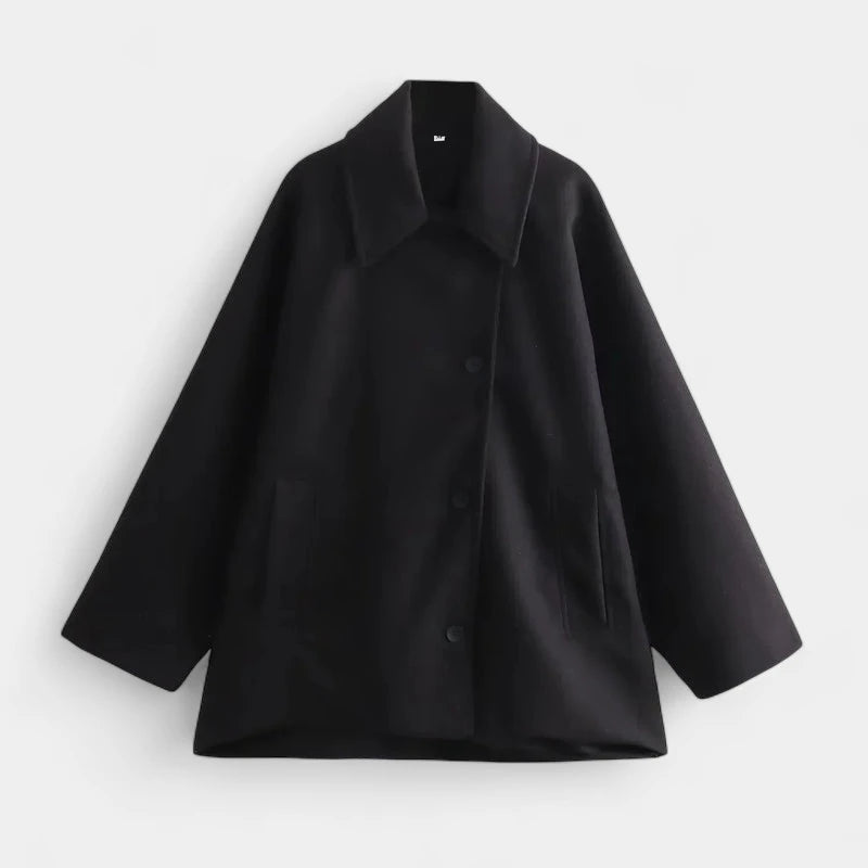 Gleame.-Jassen-Gleame Jas - Oversized mantel met lange mouwen en knoopsluiting voor dames