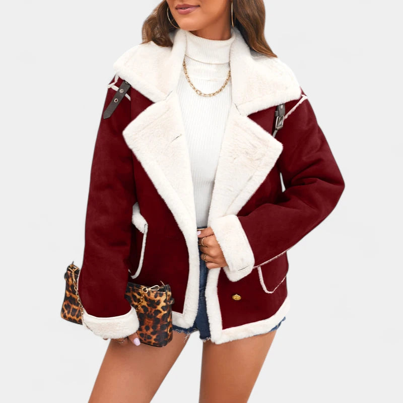 Gleame.-Jassen-Gleame Jas - Warme damesjas met imitatiebont en casual uitstraling