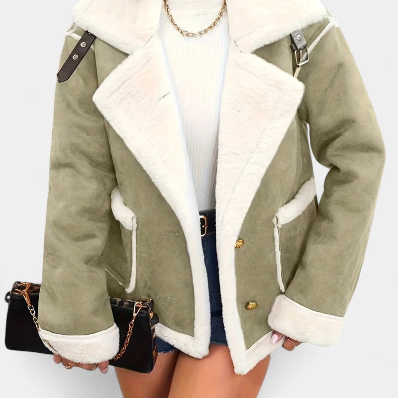 Gleame.-Jassen-Gleame Jas - Warme damesjas met imitatiebont en casual uitstraling