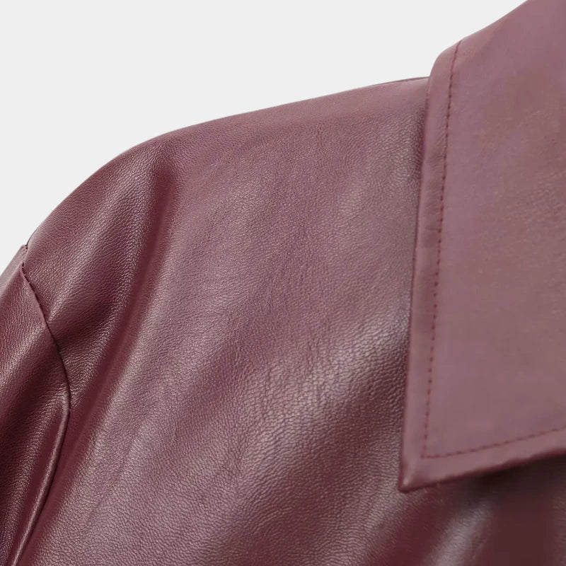 Gleame.-Jassen-Gleame Leren Jas - Stoere jas met ritssluiting en klassieke reverskraag voor dames