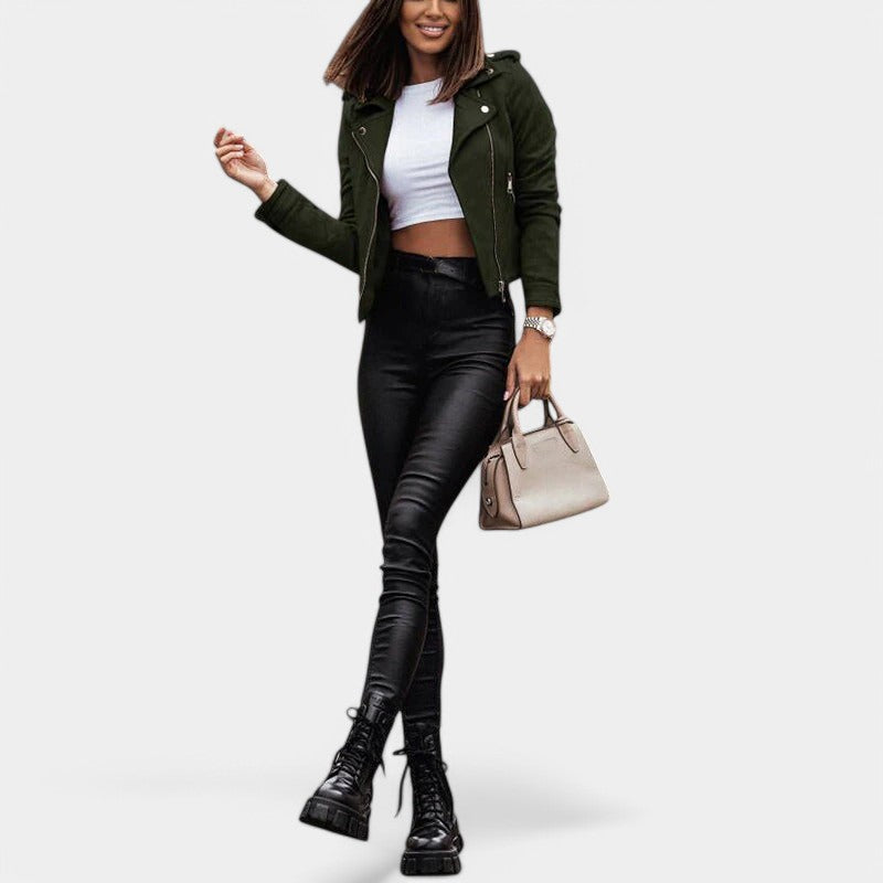 Gleame.-Jassen-Gleame Leren Jasje - Cropped zomerjas model met rits