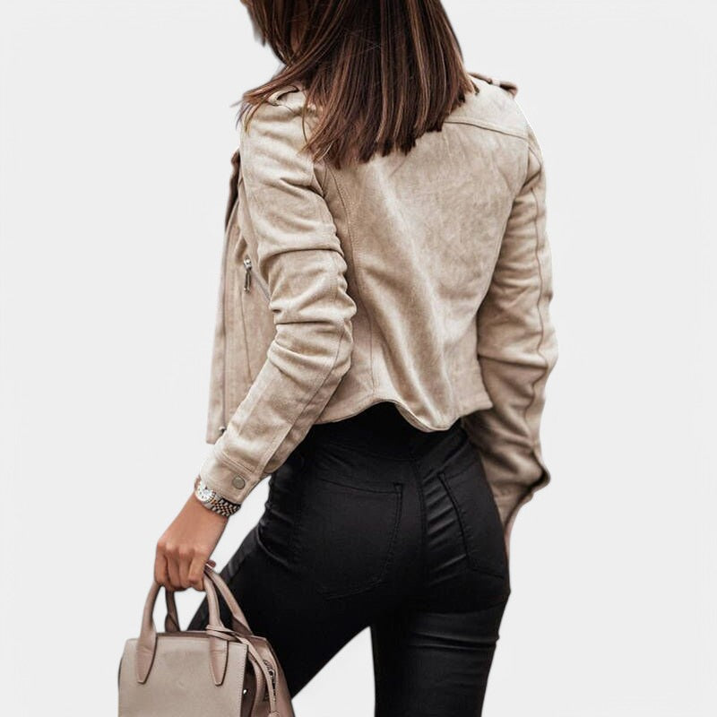 Gleame.-Jassen-Gleame Leren Jasje - Cropped zomerjas model met rits