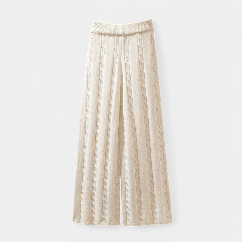 Gleame.-Jassen-Gleame Set - Beige katoen sweater en hoge taille broek