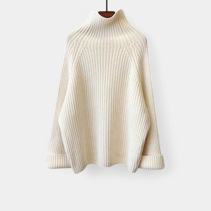 Gleame.-Jassen-Gleame Set - Beige katoen sweater en hoge taille broek