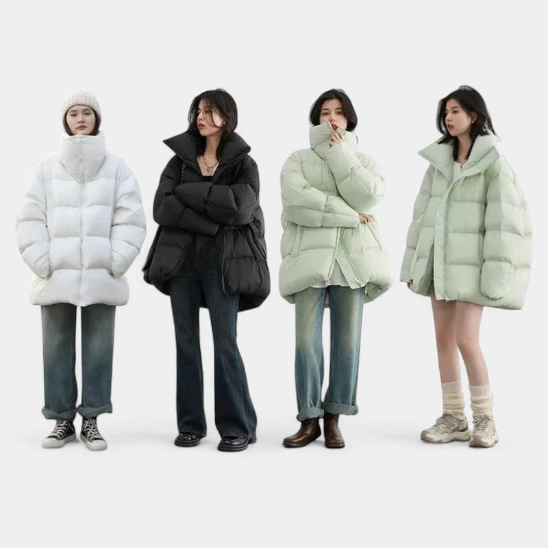 Gleame.-Jassen-Gleame Winterjas – Damesjas met opstaande kraag en gewatteerd oversized model