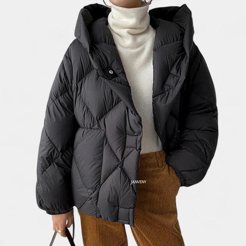 Gleame.-Jassen-Gleame Winterjas – Korte gewatteerde damesjas met losse pasvorm en knoopsluiting