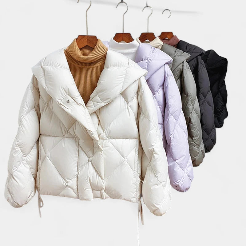 Gleame.-Jassen-Gleame Winterjas – Korte gewatteerde damesjas met losse pasvorm en knoopsluiting