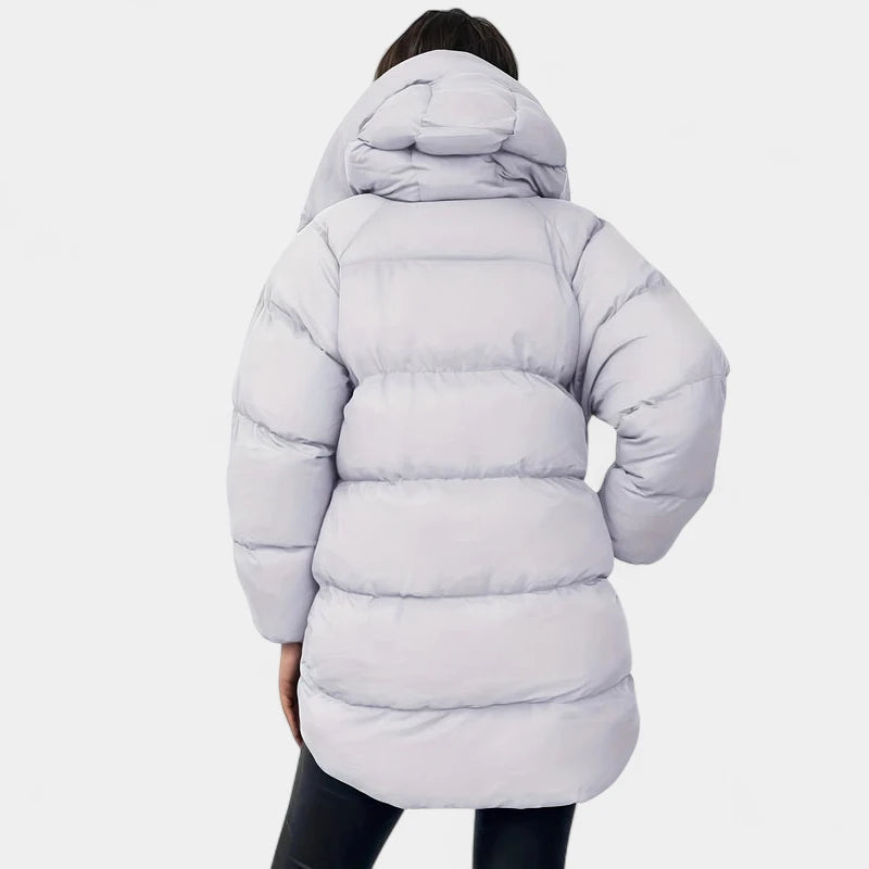 Gleame.-Jassen-Gleame Winterjas - Korte gewatteerde dames jas met capuchon en hoge kraag